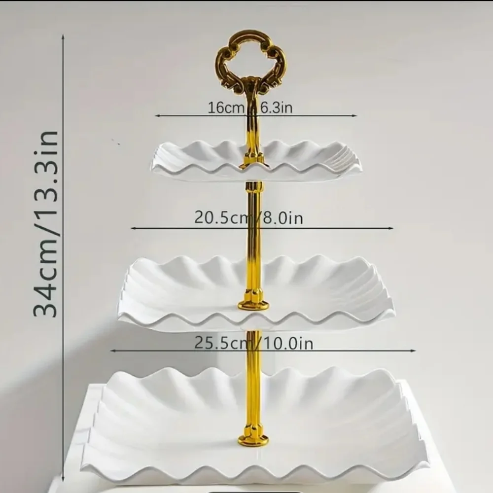 NEW STYLISH THREE LEVEL DISPLAY DESSERT TRAY ~ WEDDINGS, PARTIES COLOR: GREEN